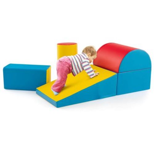 Costway 5 PCS Kids Climb & Crawl Activity Playset Soft Foam Block Toddler Play Structure Red