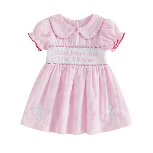 Little Kids Toddler Baby Girl Summer Clothes Puff Sleeve Doll Collar Dress Ice Cream Embroidery Stripe Dresses Playwear