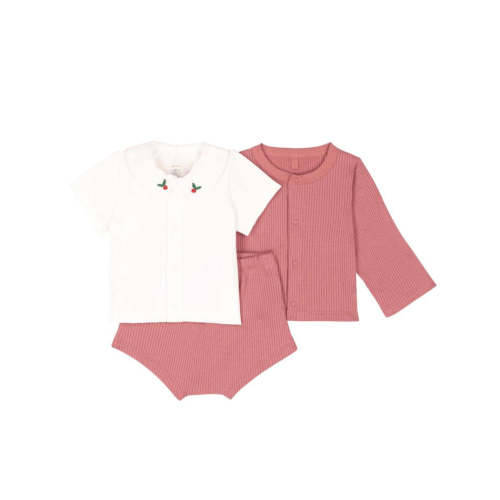 Baby girl 3pc set ss top cardigan and shorts