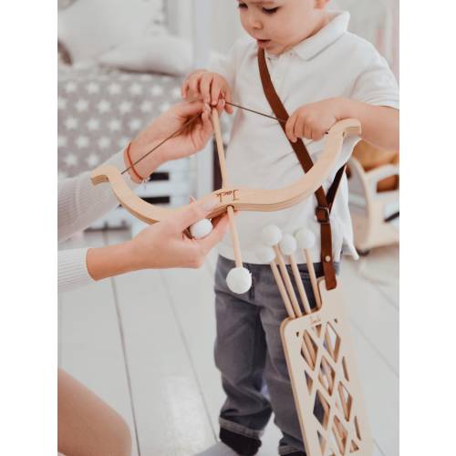 Personalized Archery Wood Set Kids Toy,Hunting Outdoor Game,Bow and Arrow for Kids, Custom Slingshot,Natural Toy with Engraved Name