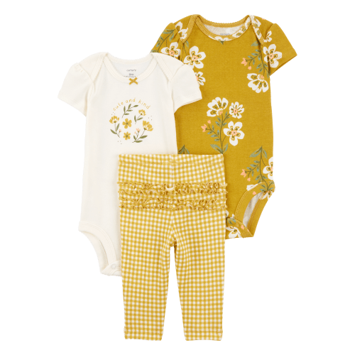 Baby Girl 3-Piece Floral Outfit Set - Ivory/Mustard - Carter's | Carter's