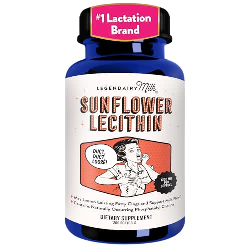 Legendairy Milk Sunflower Lecithin 1200mg, Lactation Support, Sunflower Lecithin Supplement for Clogged Milk Ducts, Made in USA, 200 Softgels | Made with 1200 mg organic sunflower lecithin from non-GMO sunflower seeds to support your breastfeeding jour...