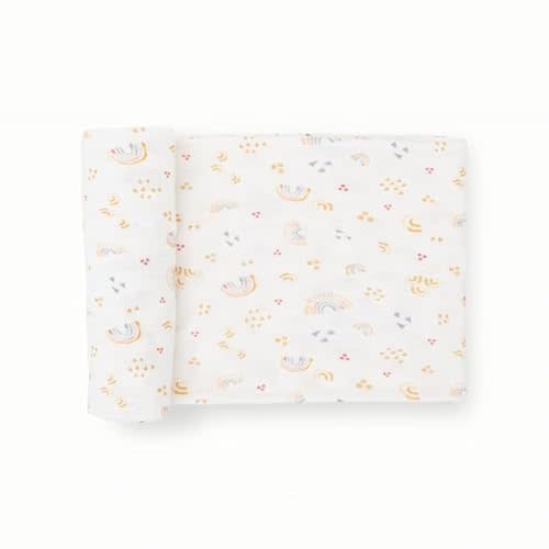 Little Unicorn Premium Stretch Knit Swaddle Blanket | Super Soft with Optimal Stretch & Breathability for swaddling (Rainbows)