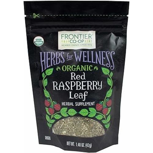 Frontier Co-op Organic Cut and Sifted Red Raspberry Leaf 1.48oz - For Red Raspberry Leaf Tea, Cafe, Restaurant Supply and More - Naturally Caffeine Free