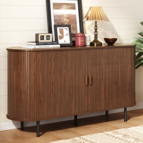 Ebern Designs 55'' Sideboard Storage Cabinet With Doors And Shelves - Credenza Storage Cabinet For Office, Bedroom Storage Cabinet, Hallway Storage Cabinet, Console Storage Cabinet & Reviews | Wayfair