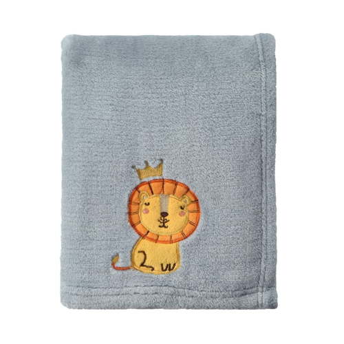 CREVENT 30''X40'' Small Fluffy Warm Toddler Baby Blanket for Boy Infant Toddler Crib Cot Stroller - Grey Lion
