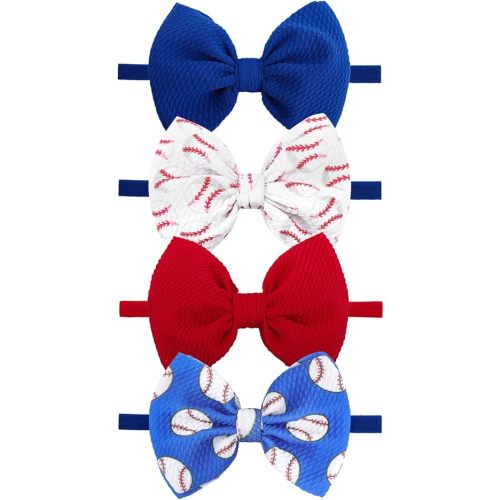YanJie Baseball Headbands for Baby Girl Soft Bowl Hair Bows Hair Accessories for Newborn Infant Babies Sports Headband Baby Outfits