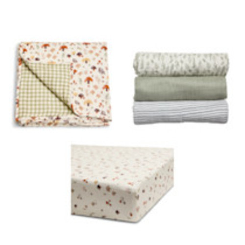 Tiny Kind Organic Cotton Muslin Nursery Gift Set - Mushroom Forest