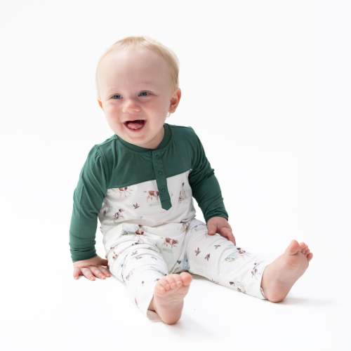Pointer Pups and Duck Buddies - Romper with Contrast Sleeves – Angel Dear