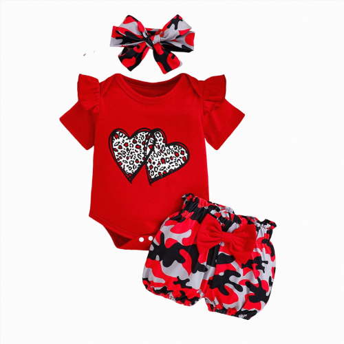Leey-World Newborn Baby Girl Clothing Outfits Cute Romper Bodysuit Jumpsuit Bloomer Shorts Set(Red,3-6 Months)