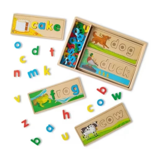 Melissa & Doug See & Spell Wooden Educational Language Learning Toy with Letters, Puzzle Boards: Reading Aid, 2nd Grade