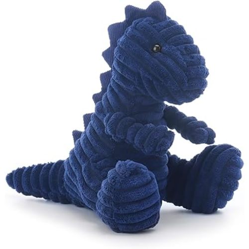 Apricot Lamb Navy Blue Corduroy Dinosaur Stuffed Animals for Kids, Soft Cute Plush Toys for Baby Girl and Boy, 7.9 Inches