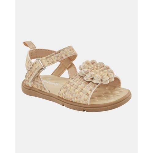 Baby  Every Step® First Walker Woven Flower Accent Sandals - Beige | Carter's