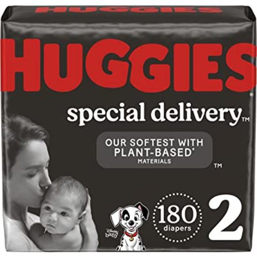 Hypoallergenic Baby Diapers Size 2 (12-18 lbs), Huggies Special Delivery, Fragrance Free, Safe for Sensitive Skin, 180 Count