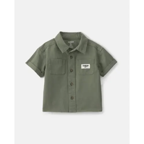 Baby Boy OshKosh Logo Short-Sleeve Button-Down Shirt - Green - OshKosh B'gosh | Carter's