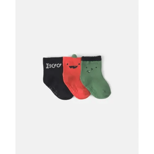 Baby 3-Pack Halloween Booties - Green/Black/Orange | Carter's