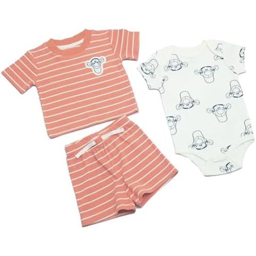 Magic Threadz Disney Clothes Baby Boys 3-Piece Short Set – Mickey, Pooh, Simba, Dumbo, & Spiderman Outfit Set (0M–9M)