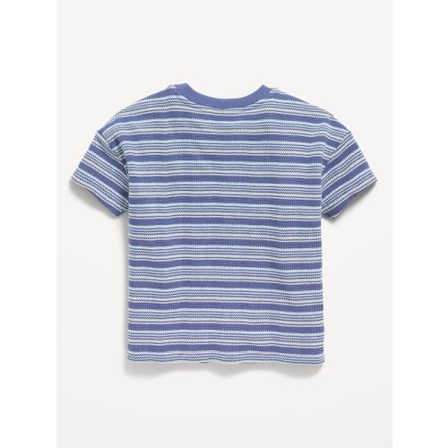 Oversized Waffle-Knit Striped T-Shirt for Toddler Boys