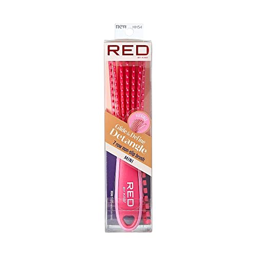 Red by Kiss Glide & Define Non-Slip Detangling Brush for Natural Hair Scalp Care Hair (Travel size) Heat Resistant Bristles Works Well with Blow Dryer