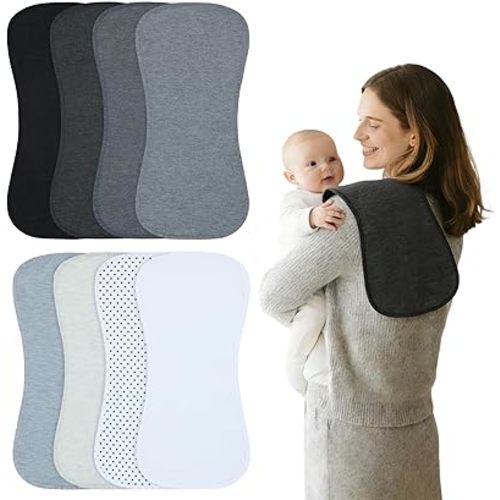 Baby Burp Cloths 8-Pack, Waterproof Burping Cloths, 4-Layer Super Absorbent & Extra Soft Plush Spit Up Rags for Newborns and Infants, Infant Towels for Milk Spit Up, Baby Boy Girl Essentials