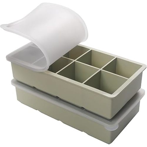 1/2 Cup Silicone Freezer Tray With Lid - Silicone Freezer Molds 2-Pack For meal prep & freezing of various sauces and other dishes, makes 16 perfect 1/2 cup portions cubes(Green 2 Pack)