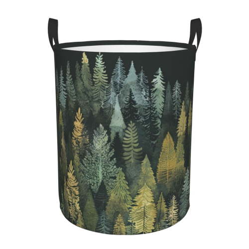 Hand Drawn Forest Laundry Hamper Medium Storage Basket/Toy Organizer/Dirty Clothes Bucket