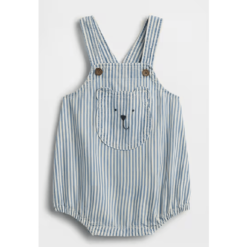 Denim Stripe Bubble Overalls