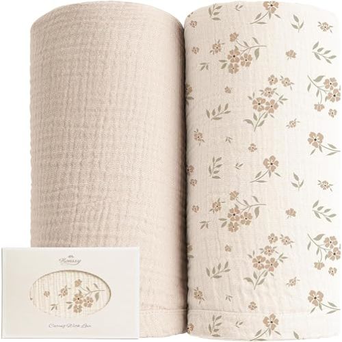 Konssy Muslin Swaddle Blankets, 100% Cotton Receiving Blankets, 47"x 47"