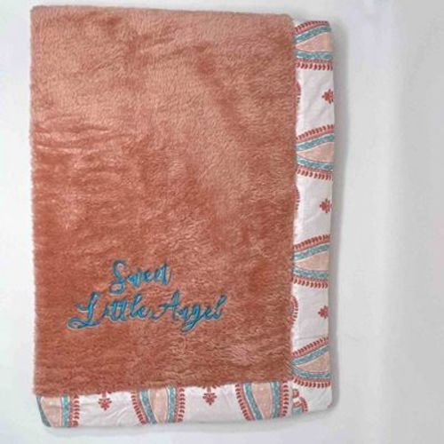 Bacati - Paisley Coral/Aqua Coral Sweet Lil Angel Embroidered Blanket