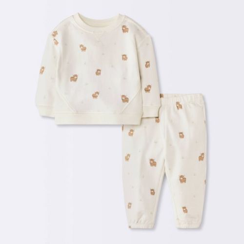 Baby Boys' Cow Sweatshirt and Joggers Set - Cloud Island™ Off-White 12M