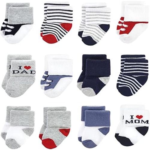 Hudson Baby Basics Unisex Baby Cozy Terry Baby Sock 12-Pack