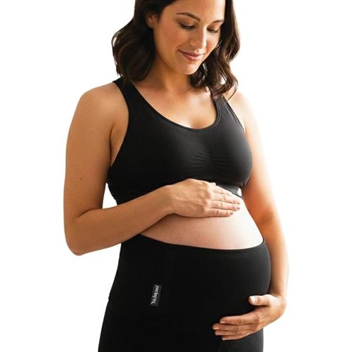 Machine Washable Maternity Belly Band for Pregnant Women (Fits XS to M Sizes) Adjustable Pregnancy Belly Band | Breathable & Gentle Compression Support Belt | Non-Rigid Design Stays in Place (Black)