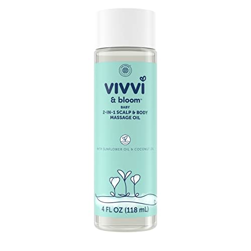 VIVVI & BLOOM Gentle 2-in-1 Baby Scalp & Body Massage Oil, Fast Absorbing Formula Ideal to Moisturize, for Massage to Remove Dry Flakes on Scalp, Hypoallergenic, 4 fl. Oz