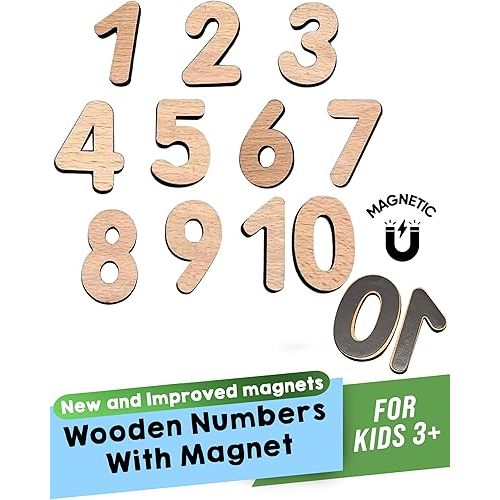 Wooden Magnetic Numbers - Fun & Educational Magnetic Numbers for Kids - Ideal for Toddlers, Preschoolers, Students - Great for Home Learning, Classroom, Refrigerators & School Boards