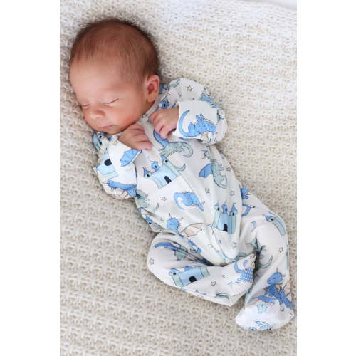 Dragon Adventure Zipper Footie in Blue | Caden Lane