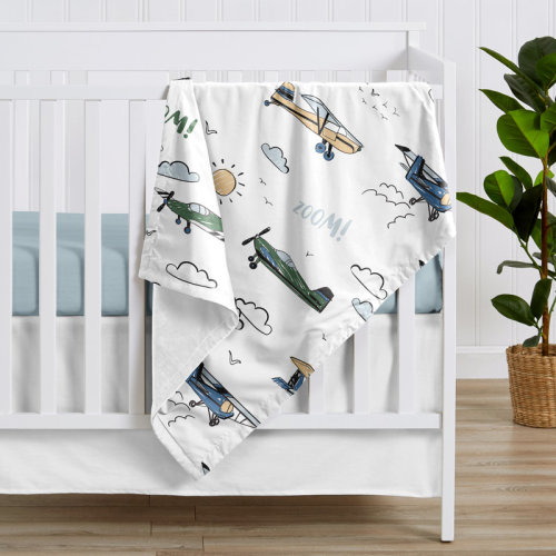 Sweet Jojo Designs Airplane Green and Blue Security Baby Blanket by Sweet Jojo Designs | Wayfair