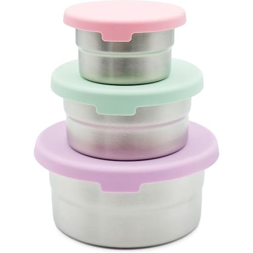 Stainless Steel Food Storage Containers - 3 Pack - 3 Oz, 6.1 Oz, 12.85 Oz with Leakproof Silicone Lids, BPA-Free, Dishwasher & Freezer Safe, Nesting & Stackable for Meal Prep, Lunch Boxes & Snacks