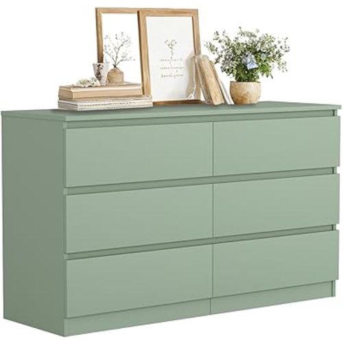 Spaco Dresser for Bedroom,Modern 6 Drawer Dresser with Deep Drawer,Wide Storage Chest of Drawers,Bedroom Storage Organizer Furniture,TV Stand for Living Room