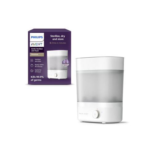 Philips Avent Baby Bottle Sterilizer and Dryer Premium, Removes 99,9% of Bacteria, Chemicals Free, Capacity 6 Bottles/Teats/Accessories, Modular Space Saving Design, Model SCF293