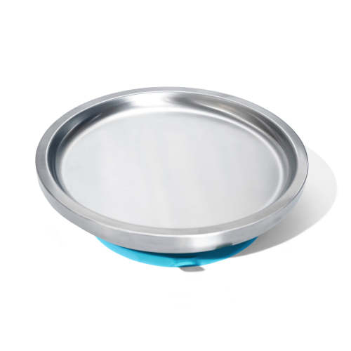 Baby Round Open Plate | Stainless Steel & Silicone