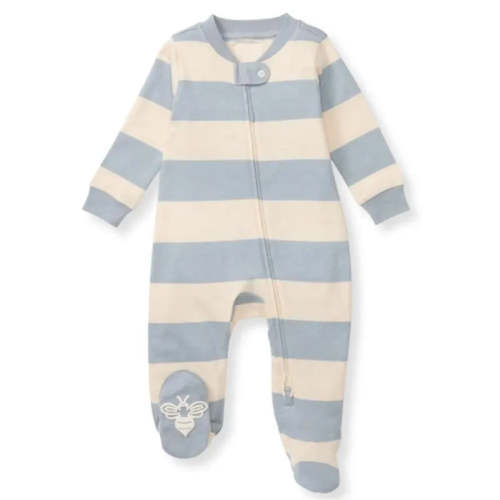 Burts Bees - Baby Unisex Rugby Stripe Sleep & Play, Quarry