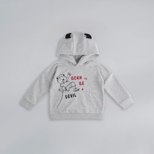 Manchester United Baby Born To Be a Devil Overhead Hoodie Grey