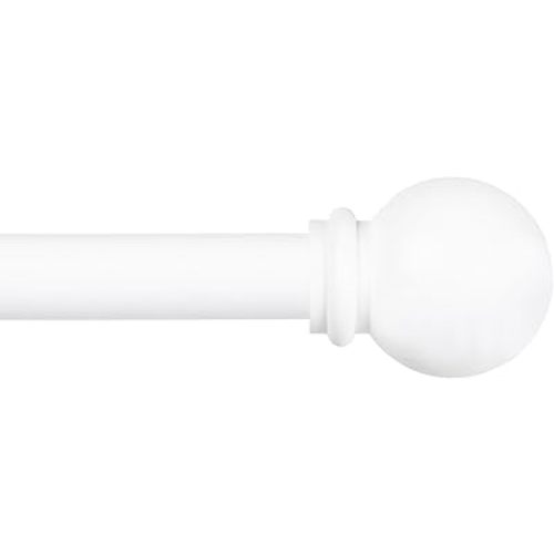 Kenney Chelsea Ball End Window Curtain Rod, Adjustable Curtain Rod for Windows 28 to 48 Inches, Extendable Curtain Rod Set, White