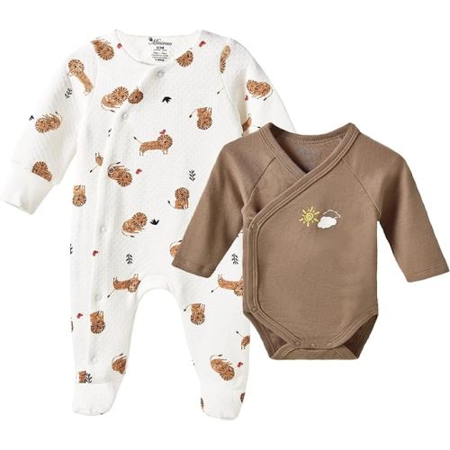 Minicoco Baby Winter Jumpsuit with Long Sleeve Bodysuit, Fall Outfits Infant Outwear Newborn Coming Home Set for 0-24 Months