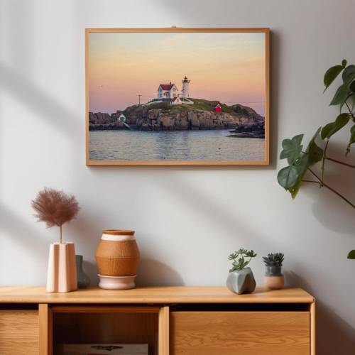 Sunset at Nubble Light - York Maine Lighthouse Photography Print - Cape Neddick Lighthouse Photo - York Maine Art Print