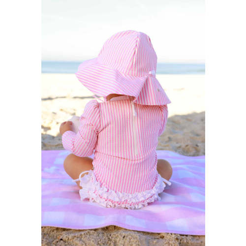 Printed Sun Hat | Seersucker Dusty Pink