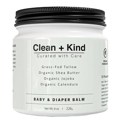 Organic Diaper Balm – 4 oz – Baby Diaper Rash Cream with Grass-Fed Tallow, Shea Butter, Jojoba Oil & Calendula – Natural, Organic, Petroleum-Free Diaper Cream for Sensitive Skin
