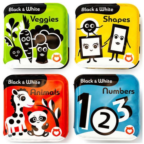 BabyBibi Set of 4 Black and White Waterproof Books
