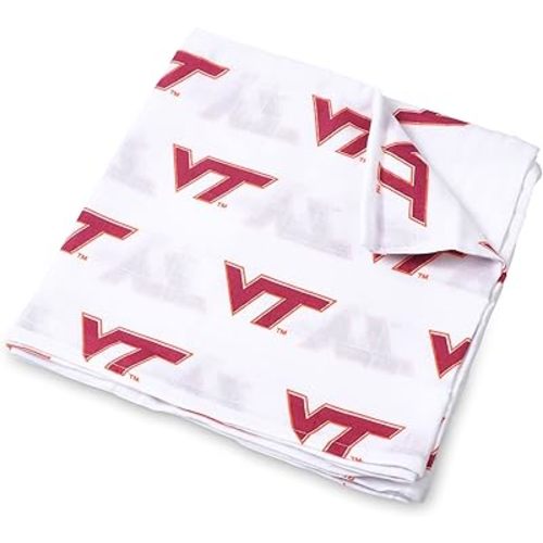 Three Little Anchors Virginia Tech Hokies Muslin Swaddle Blanket – Officially Licensed Ultra-Soft 47” x 47” Cotton Muslin Baby Swaddle | Breathable Newborn Blanket | VT Infant Gift