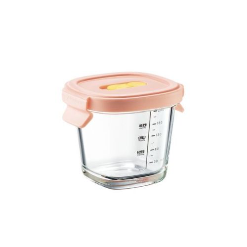 Bc Babycare Glass Food Container with Lid – Durable Storage Jar for Baby Purees, Easy-Clean & Eco-Friendly, Pink